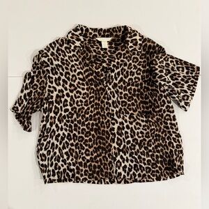H&M Brown Leopard Print Button Down blouse.